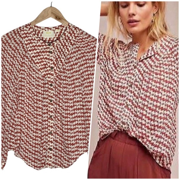 Maeve Anthropologie | Women | Avignon Scotty Dog Print Button Front Blouse | XS - Picture 1 of 11